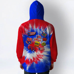 Puerto Rico Flag Personalized Hoodie With Symbols Tie Dye