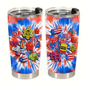 Puerto Rico Personalized Tumbler With Symbols Tie Dye