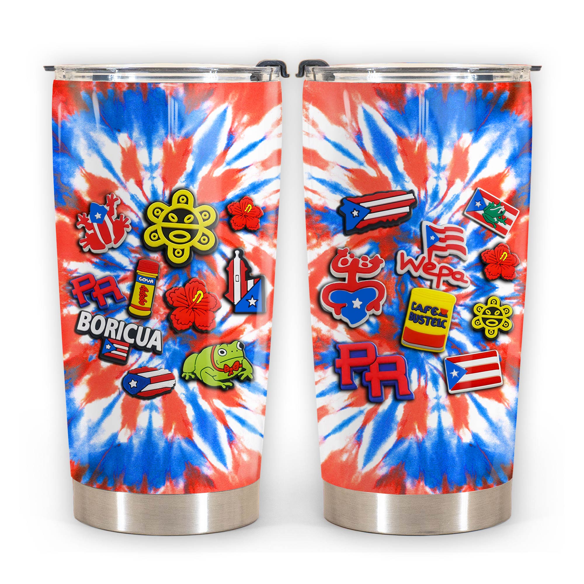 Puerto Rico Personalized 20z Steel Cup Tumbler With PR Flag - Teezalo