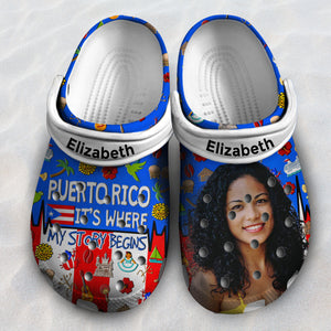 Puerto Rico It's Where My Story Begins Custom Clogs Shoes