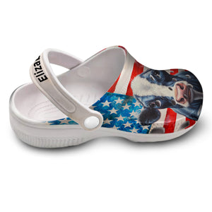 Patriotic Cow Custom Clogs Shoes With American Flag
