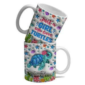 Personalized Girl Who Loves Turtles Coffee Mug Cup