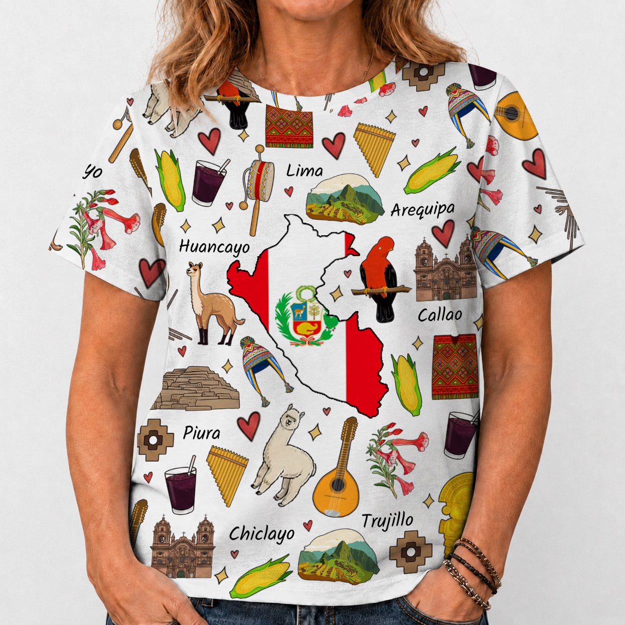 Peru T-shirt With Cultural Doodle Icon