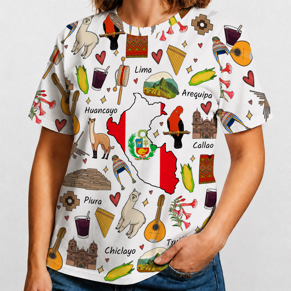Peru T-shirt With Cultural Doodle Icon