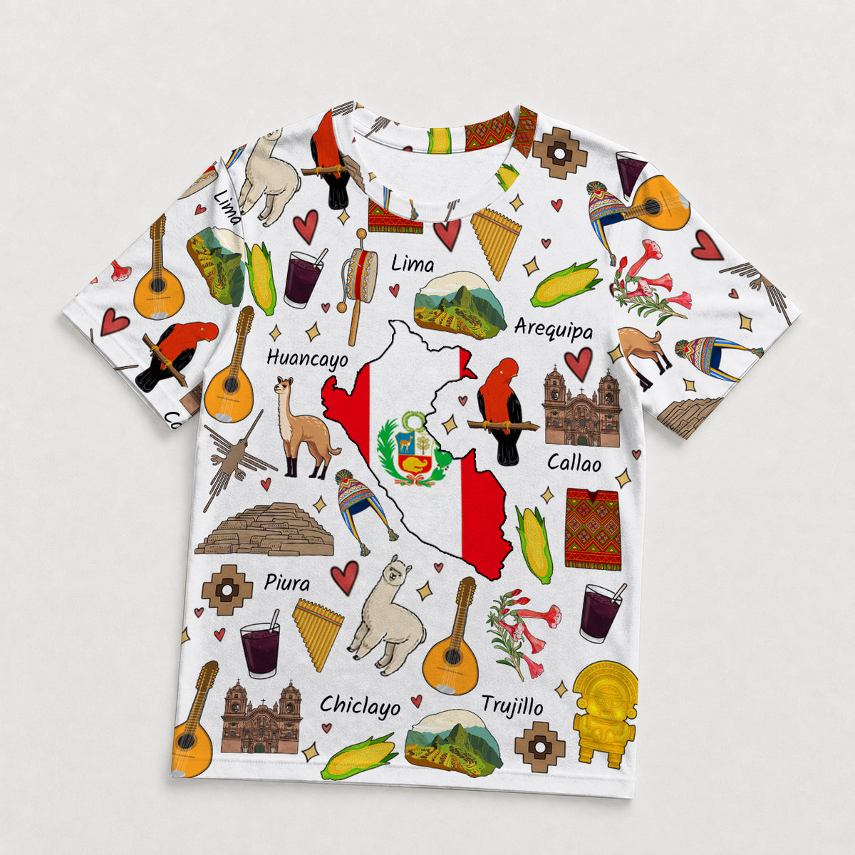 Peru T-shirt With Cultural Doodle Icon