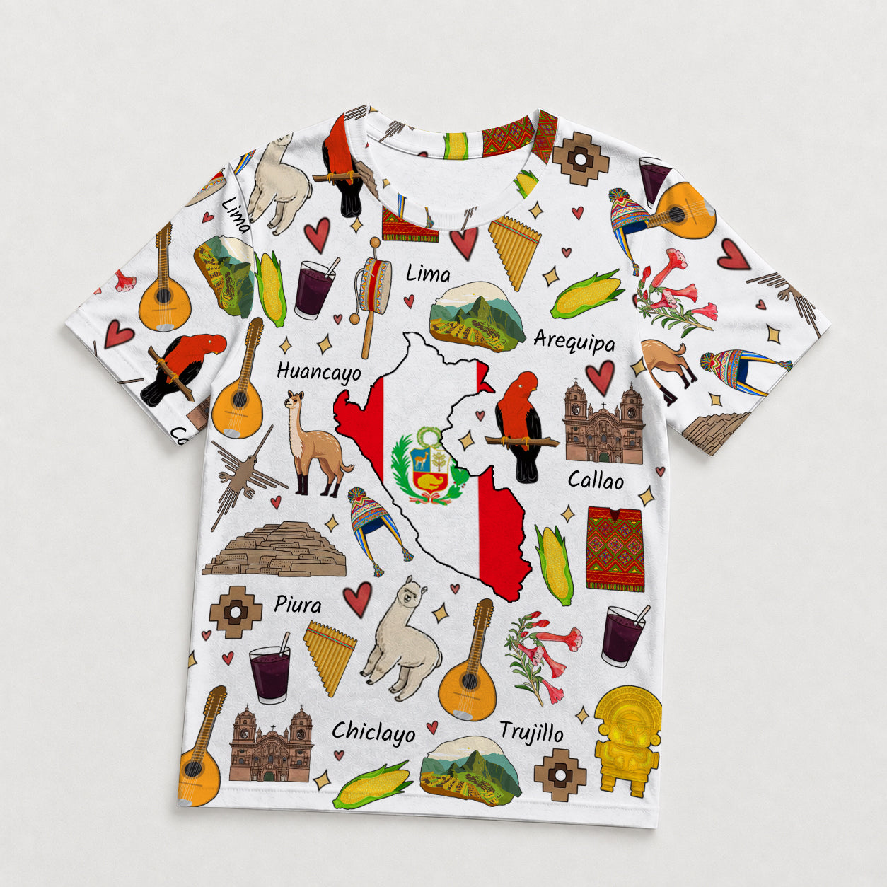 Peru T-shirt With Cultural Doodle Icon