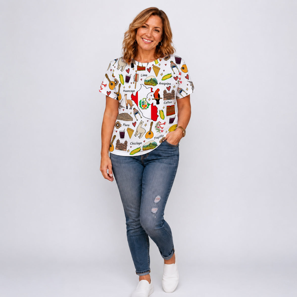 Peru T-shirt With Cultural Doodle Icon