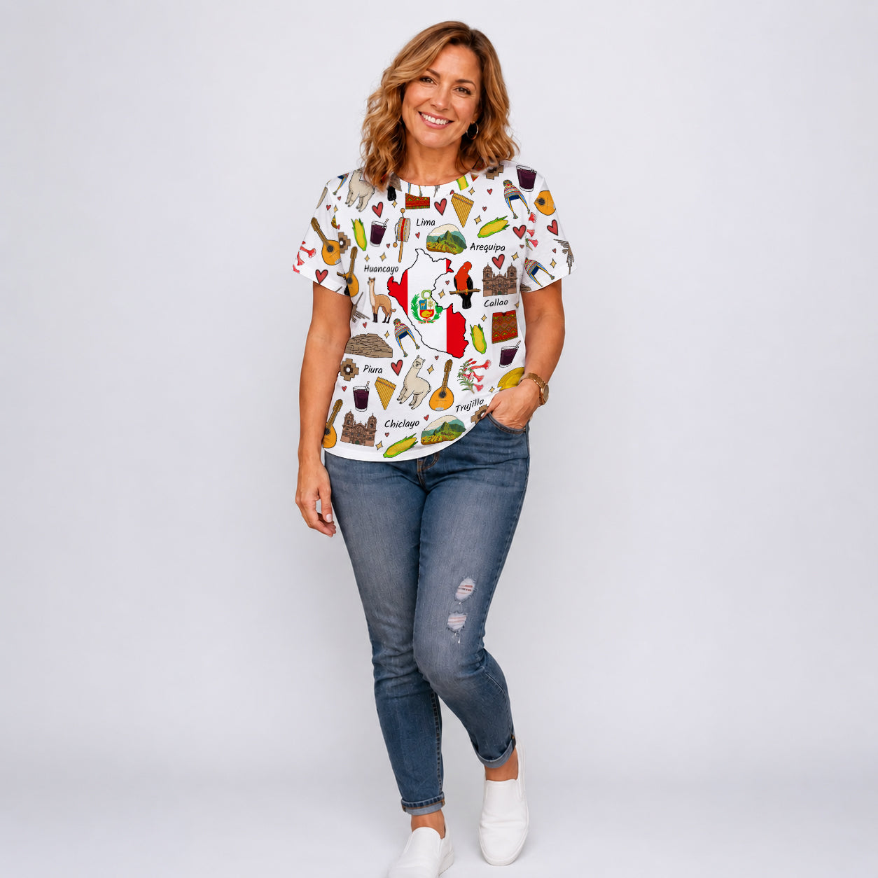 Peru T-shirt With Cultural Doodle Icon