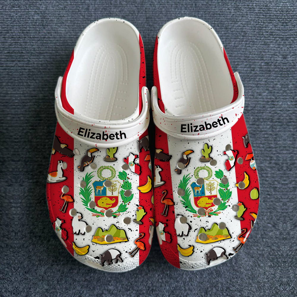 Peru Flag Symbols Personalized Clogs Shoes