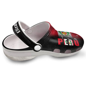 Peru Personalized Clogs Shoes With A Half Flag