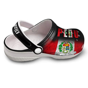 Peru Personalized Clogs Shoes With A Half Flag