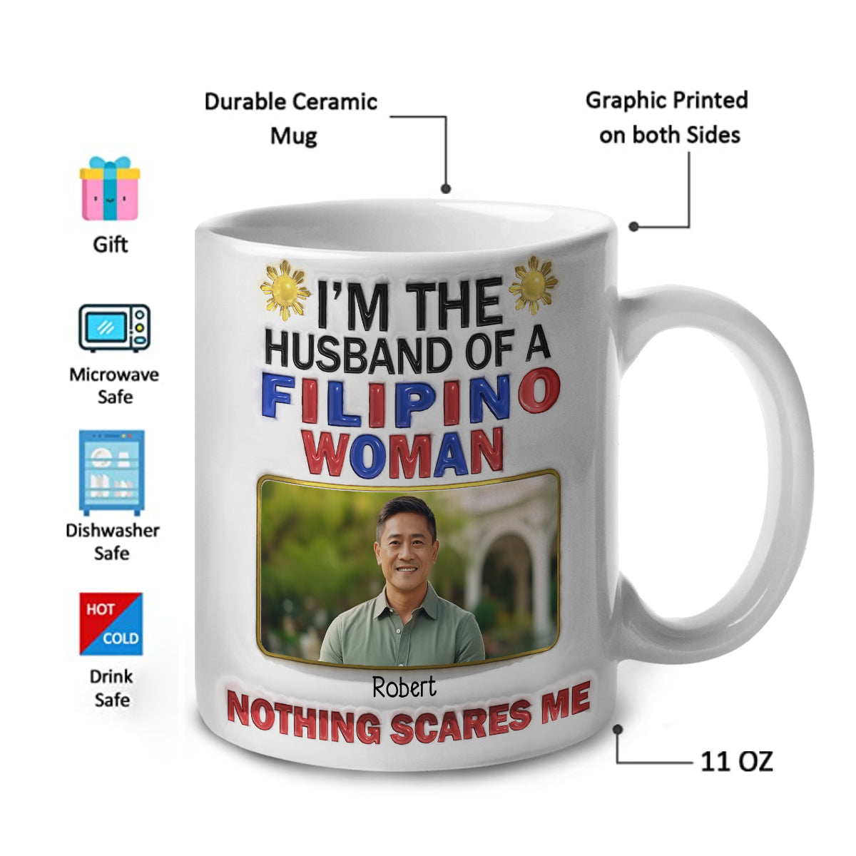 I'm The Husband Of A Filipino Woman Personalized Coffee Mug Cup