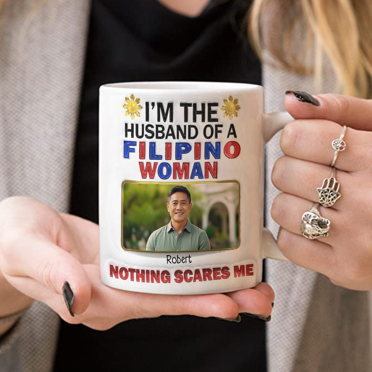 I'm The Husband Of A Filipino Woman Personalized Coffee Mug Cup