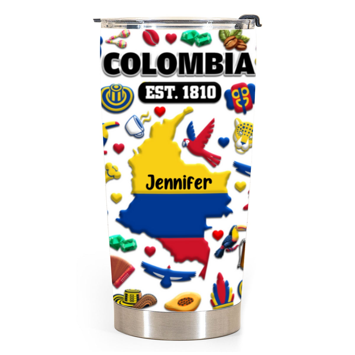 Custom Colombia EST 1810 Tumbler Cup With Your Name