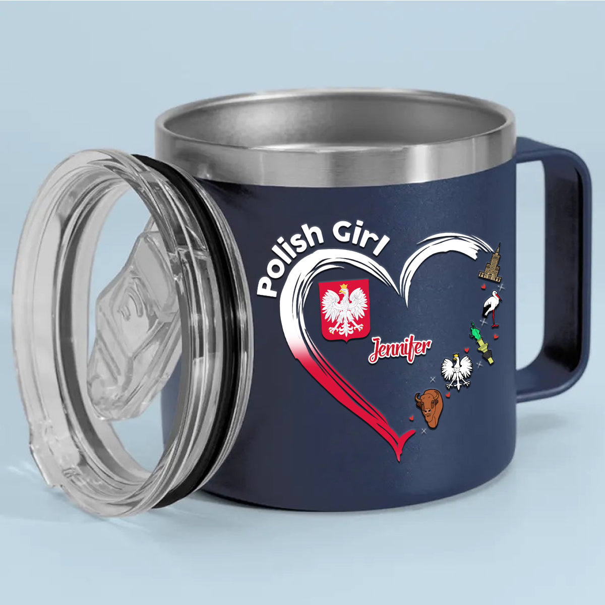 Polish Girl Custom 14oz Stainless Steel Tumbler With Handle