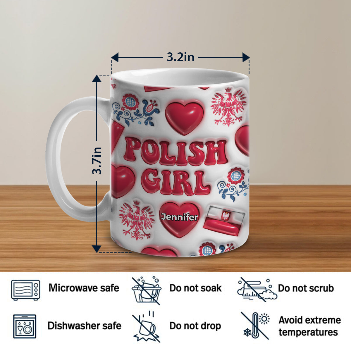 Polish Girl Coffee Mug Cup With Custom Your Name