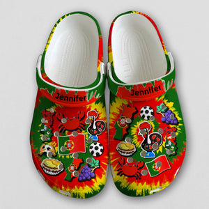 Portugal Personalized Clogs Shoes With Symbols Tie Dye