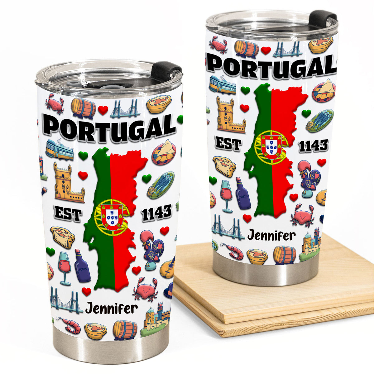 Custom Portugal EST 1143 Tumbler Cup With Your Name