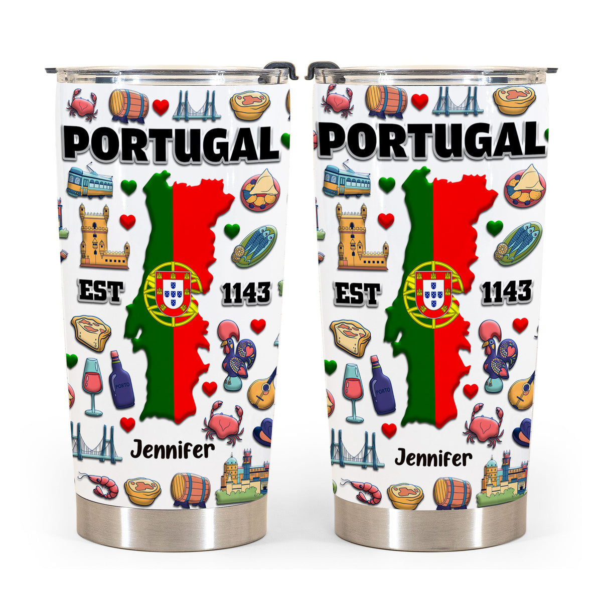 Custom Portugal EST 1143 Tumbler Cup With Your Name