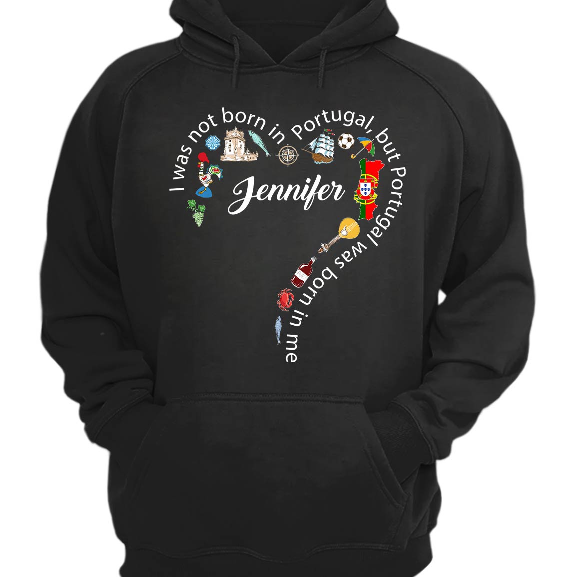 Custom Portugal Was Born In Me T-shirt With Heart Symbols