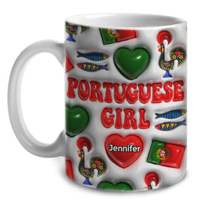 Portuguese Girl Coffee Mug Cup With Custom Your Name