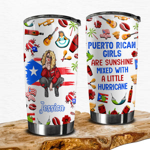 Puerto Rico Girl Personalized 20z Steel Cup Tumbler With Symbols