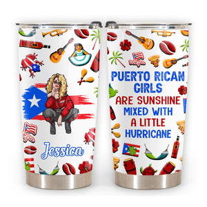 Puerto Rico Girl Personalized 20z Steel Cup Tumbler With Symbols
