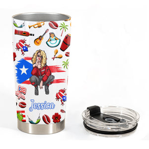 Puerto Rico Girl Personalized 20z Steel Cup Tumbler With Symbols