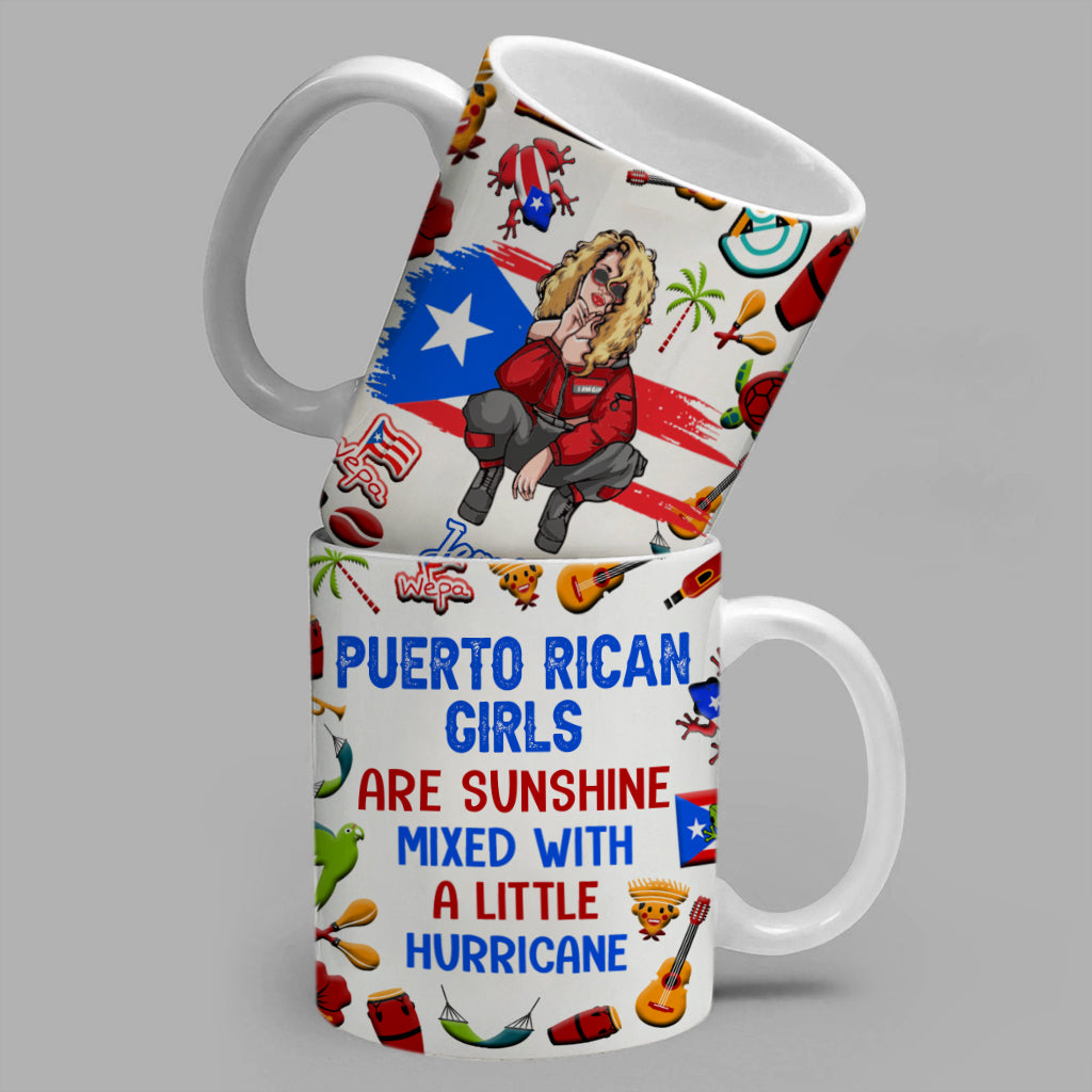 Puerto Rican Girl Personalized Mug With Flag Symbols