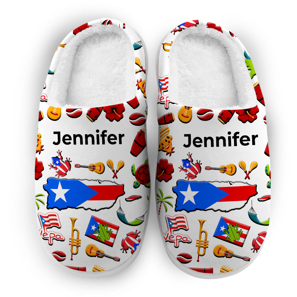 Puerto Rico Customized Slippers With Puerto Rican Flag And Symbols
