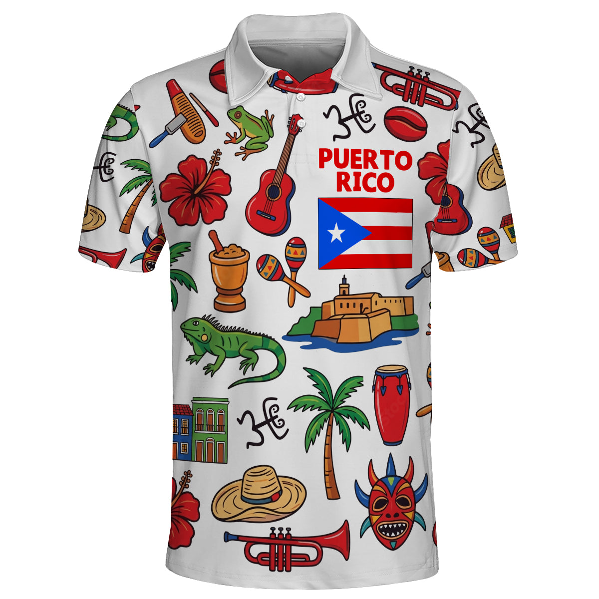 Puerto Rico Flag With Symbols Polo Shirt