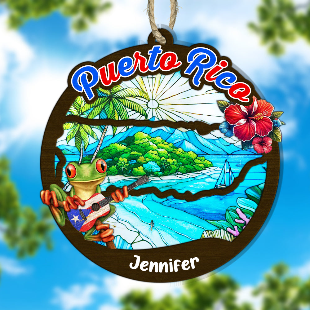 Puerto Rico Personalized Window Hanging Suncatcher Ornament