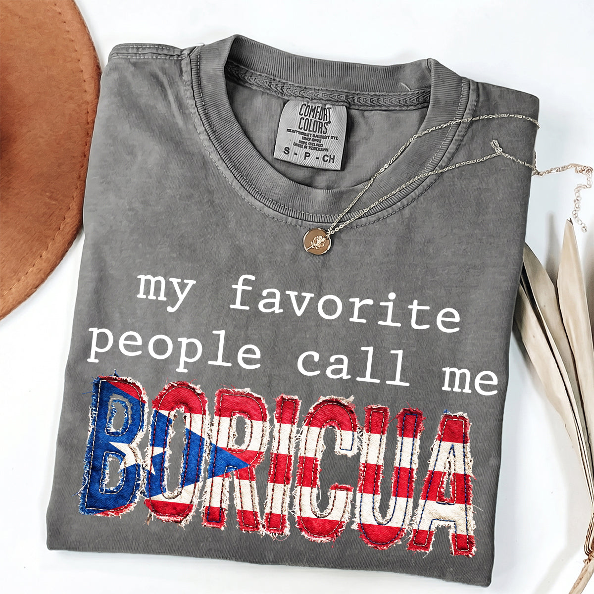 Custom My Favorite People Call Me Boricua Faux Patchwork T-shirt