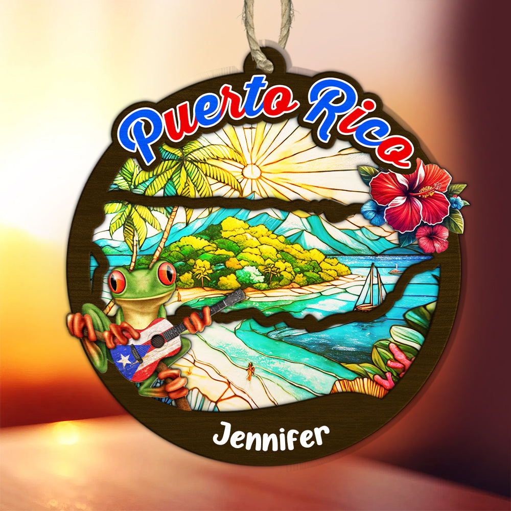 Puerto Rico Personalized Window Hanging Suncatcher Ornament