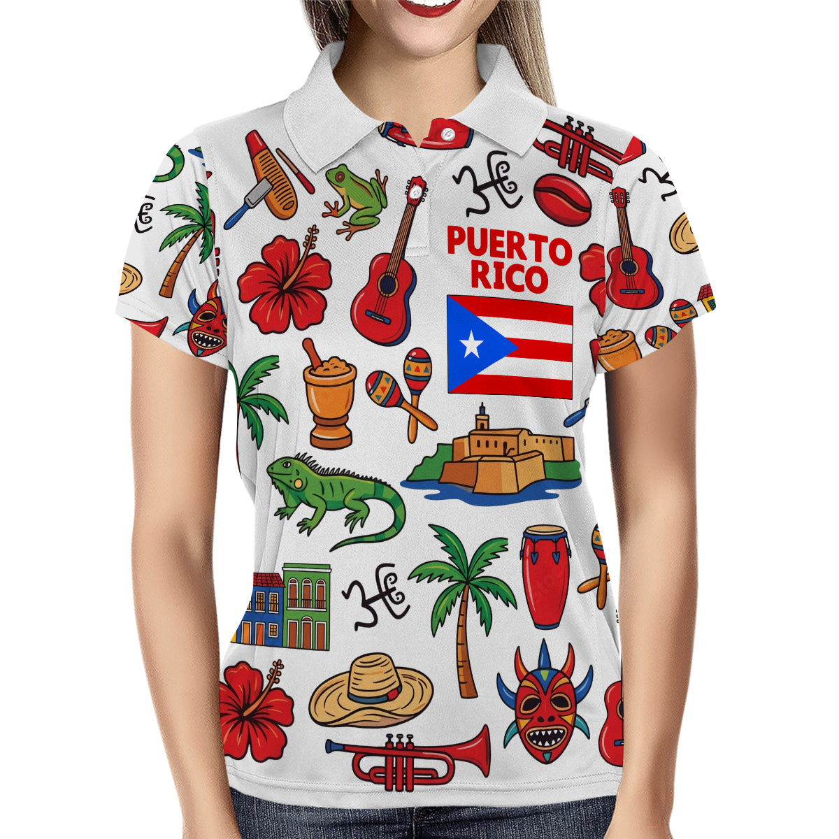 Puerto Rico Flag With Symbols Polo Shirt