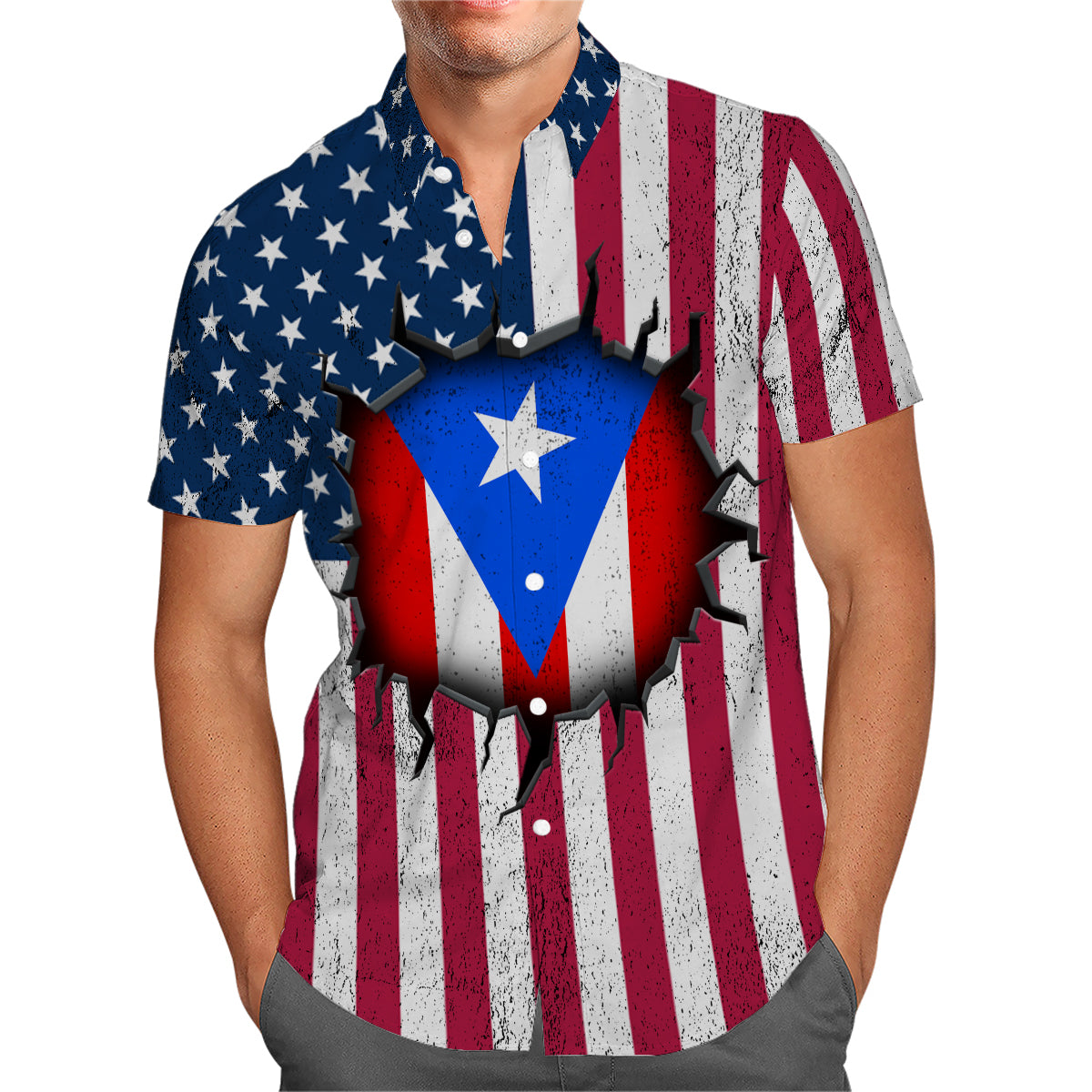 A Puerto Rican American Style Hawaiian Shirt
