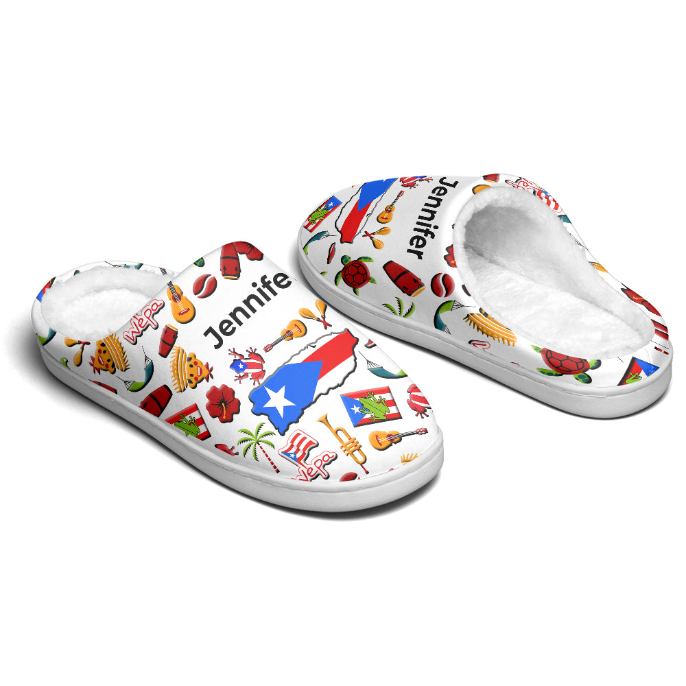 Puerto Rico Customized Slippers With Puerto Rican Flag And Symbols