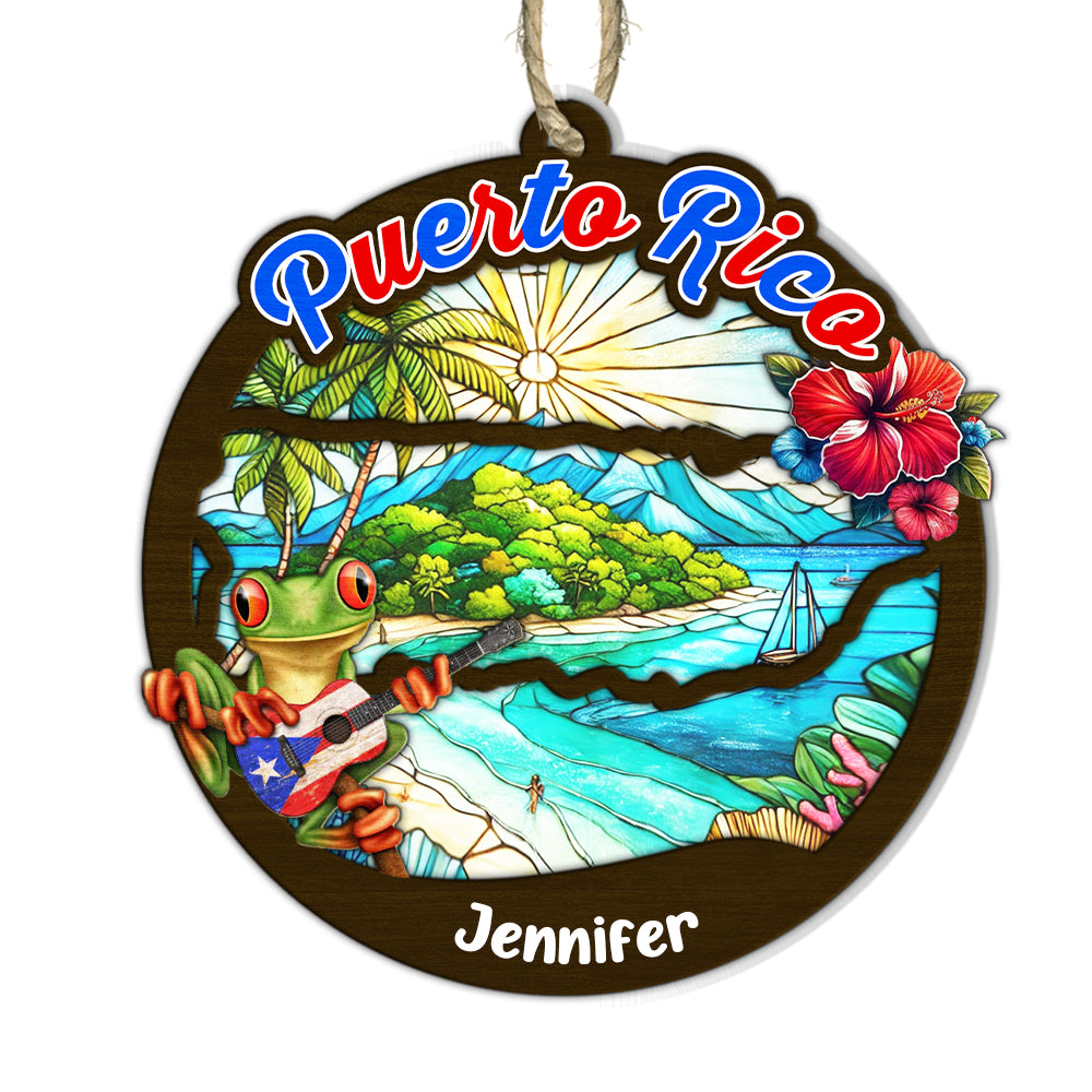 Puerto Rico Personalized Window Hanging Suncatcher Ornament