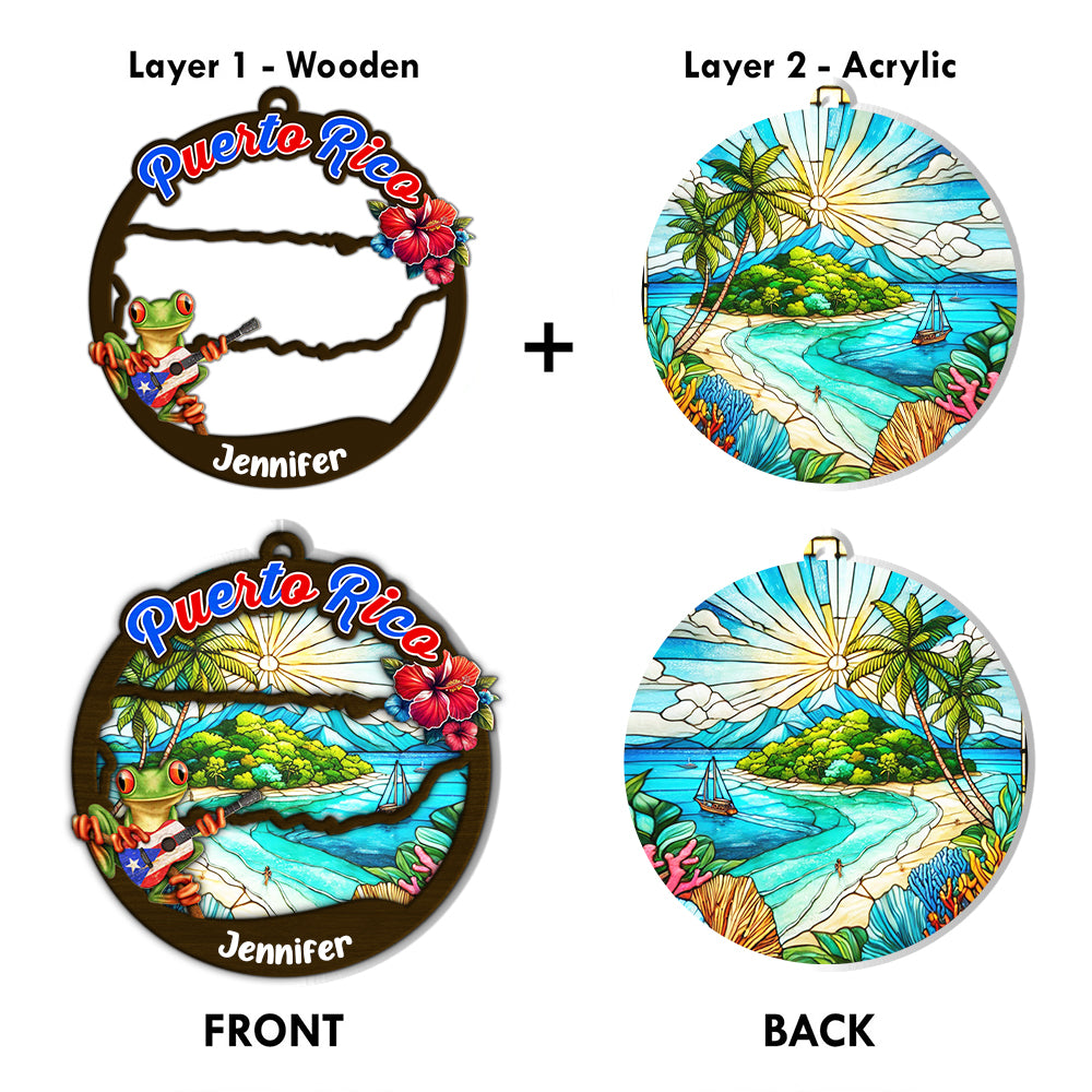 Puerto Rico Personalized Window Hanging Suncatcher Ornament