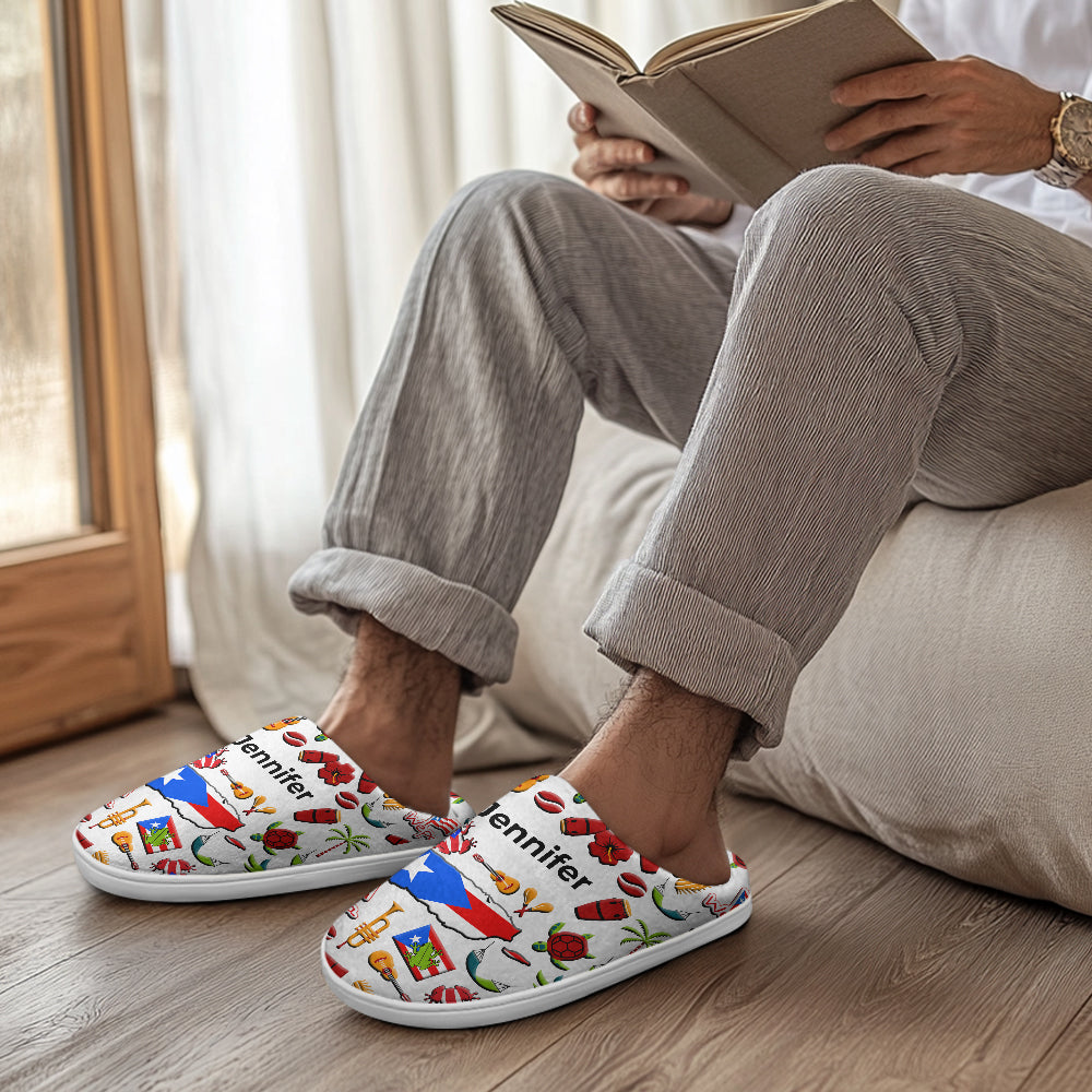 Puerto Rico Customized Slippers With Puerto Rican Flag And Symbols