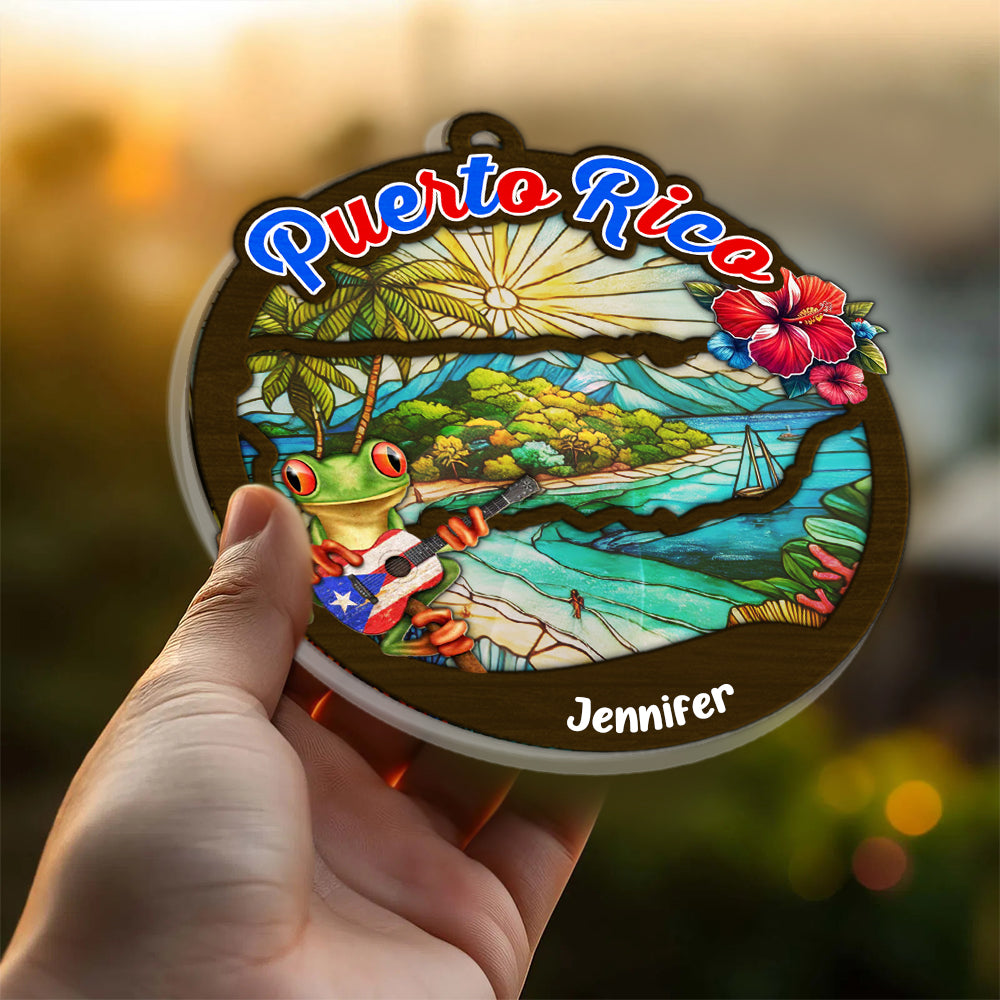 Puerto Rico Personalized Window Hanging Suncatcher Ornament