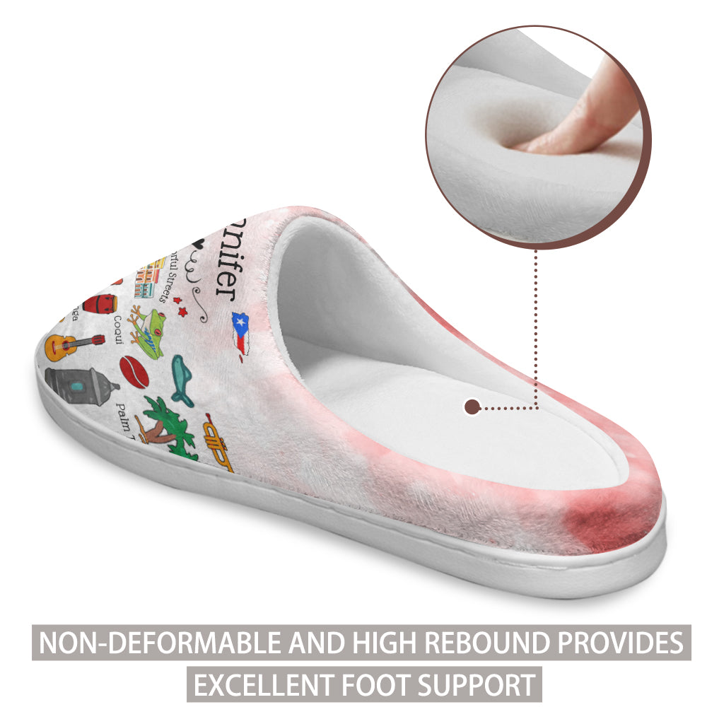 Puerto Rico Customized Slippers With Symbols, Cities, Foods