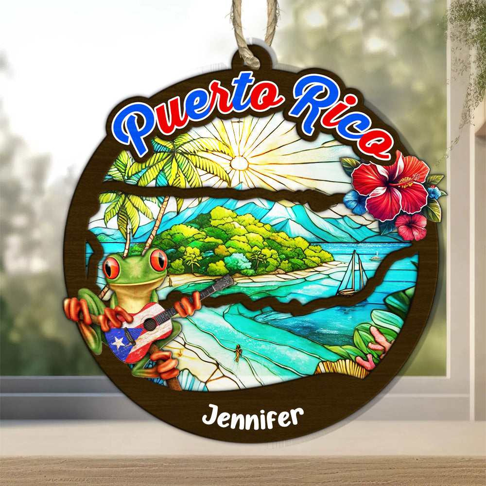 Puerto Rico Personalized Window Hanging Suncatcher Ornament