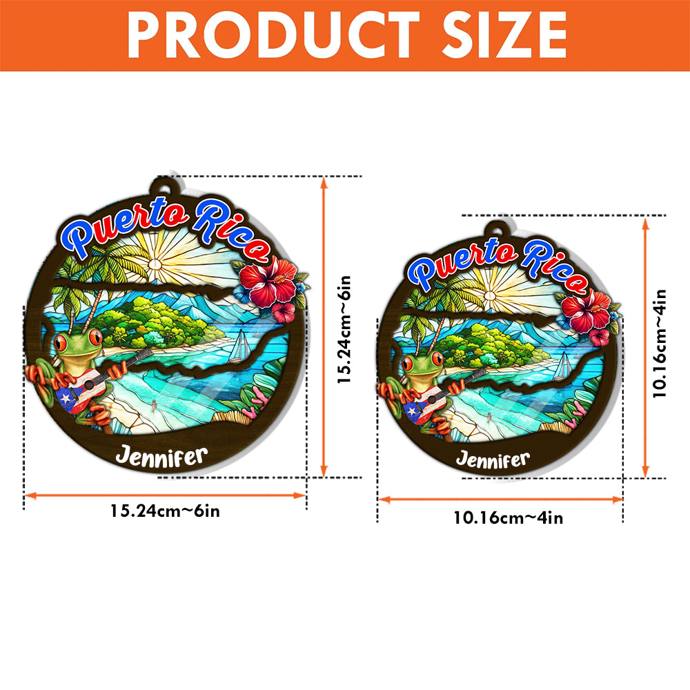 Puerto Rico Personalized Window Hanging Suncatcher Ornament