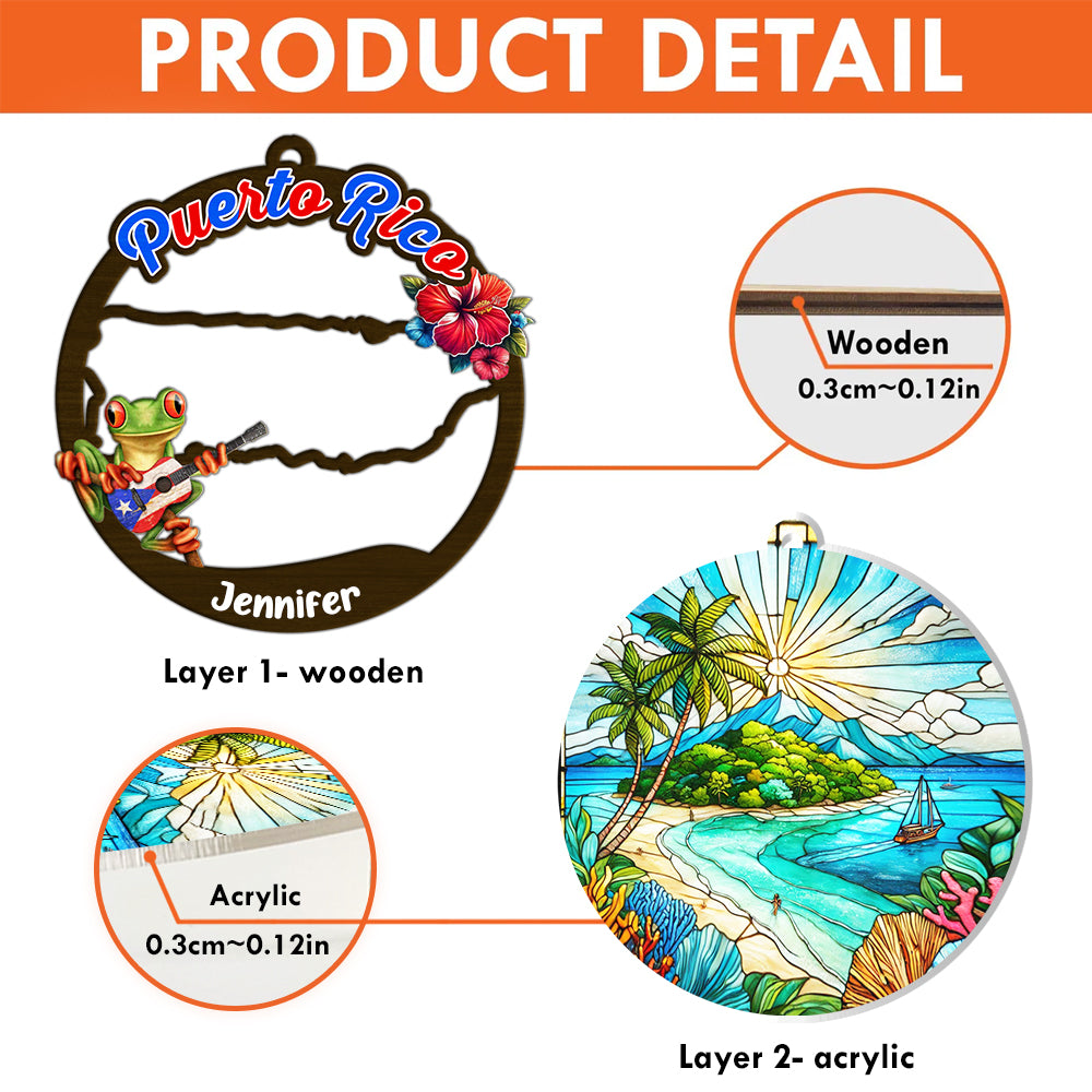 Puerto Rico Personalized Window Hanging Suncatcher Ornament