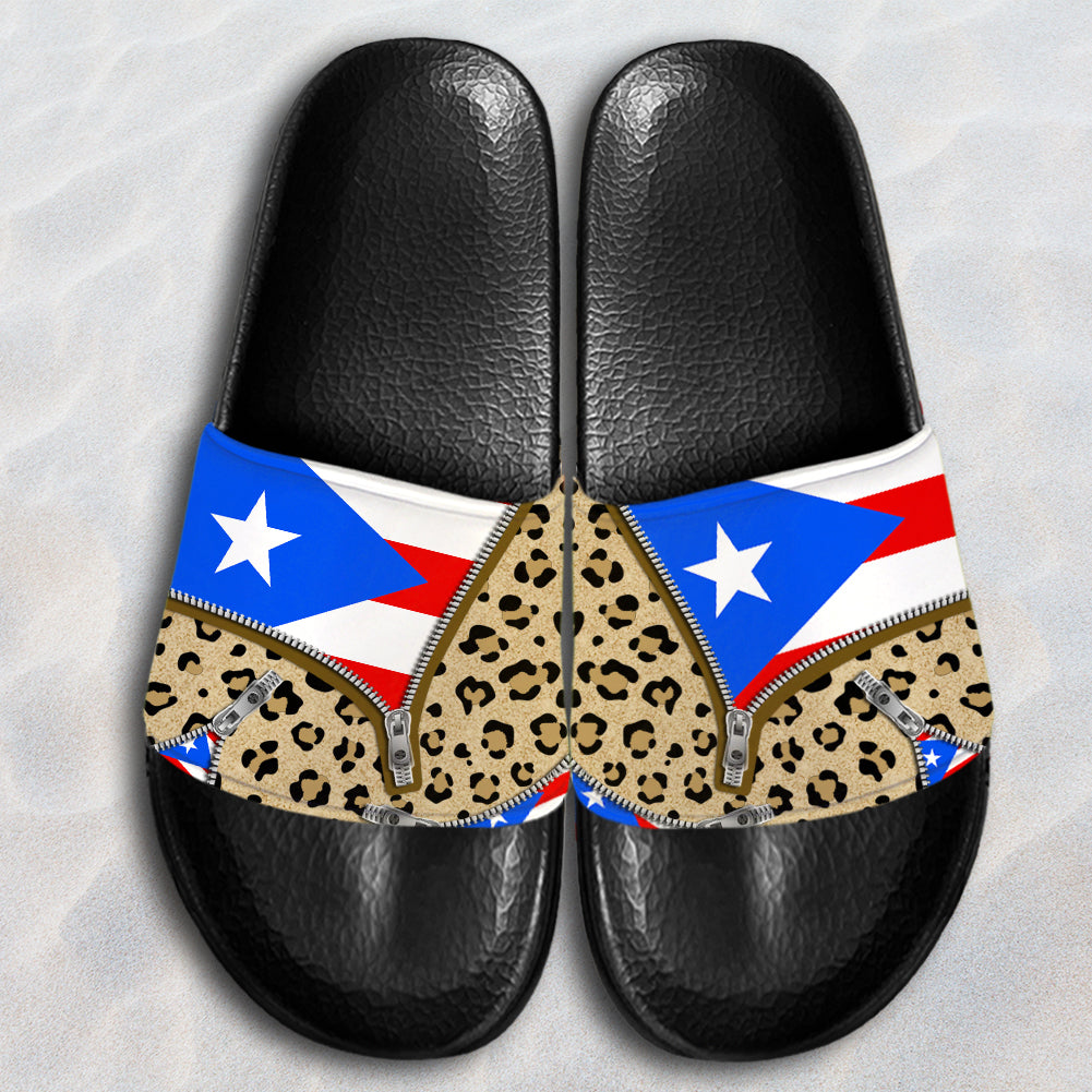 Puerto Rico Flag Custom Slide Sandals With Pattern