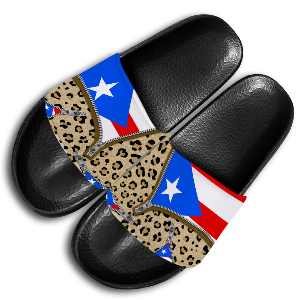 Puerto Rico Flag Custom Slide Sandals With Pattern