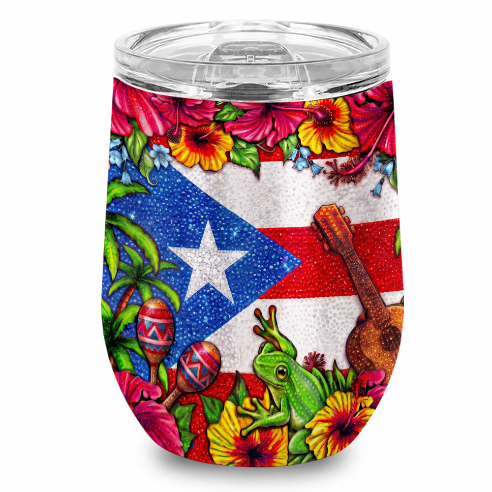 Puerto Rico Flag Symbols Glitter Effect Print