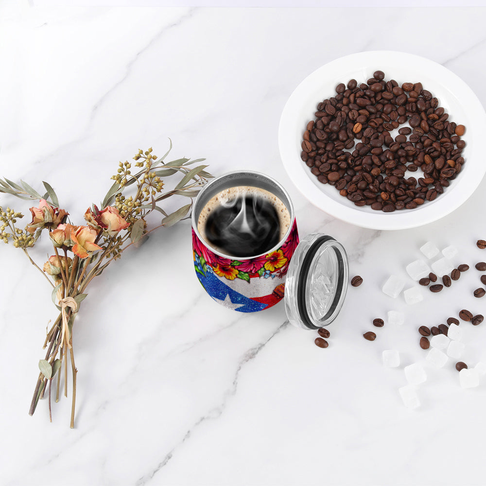 Puerto Rico Flag Symbols Glitter Effect Print