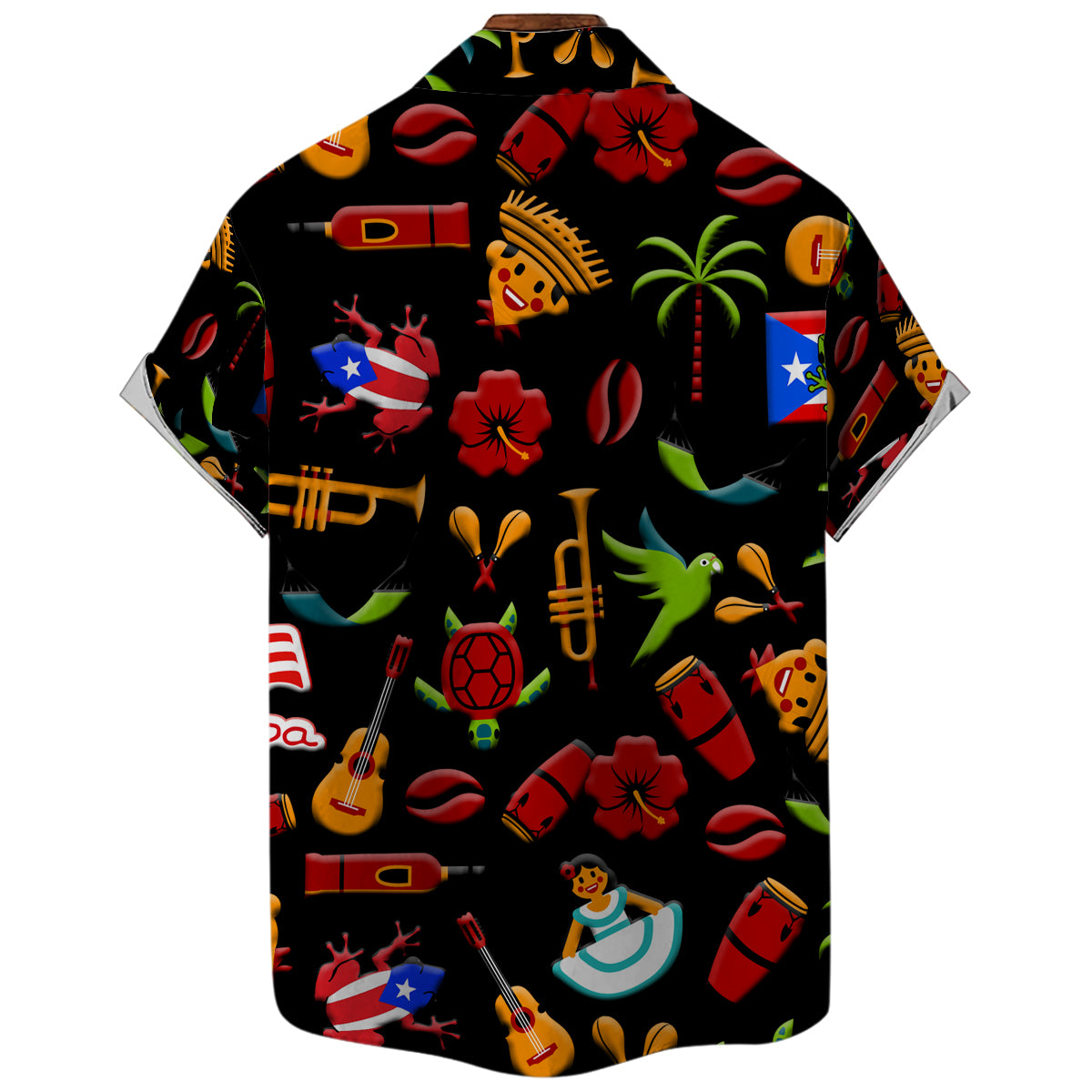 Puerto Rico Hawaiian Shirt With Black Background